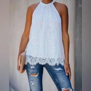 5 for $20 ✨ LIKE NEW Vici Serene Lace Tank - Off White - Size Medium